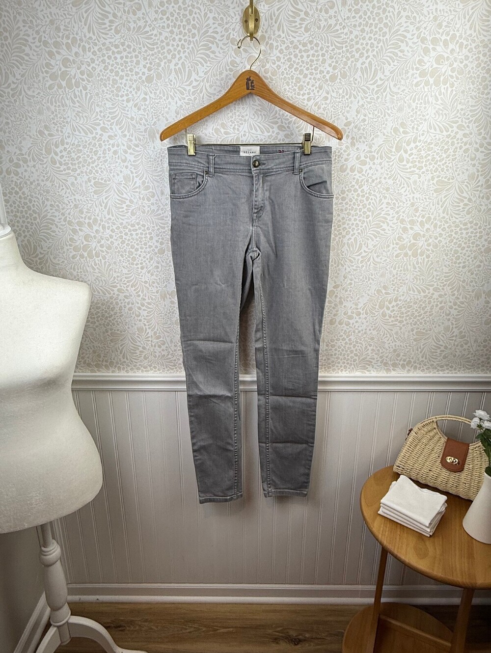 Sézane Women's Gray Mid-Rise Skinny Denim Jeans - Size - 31